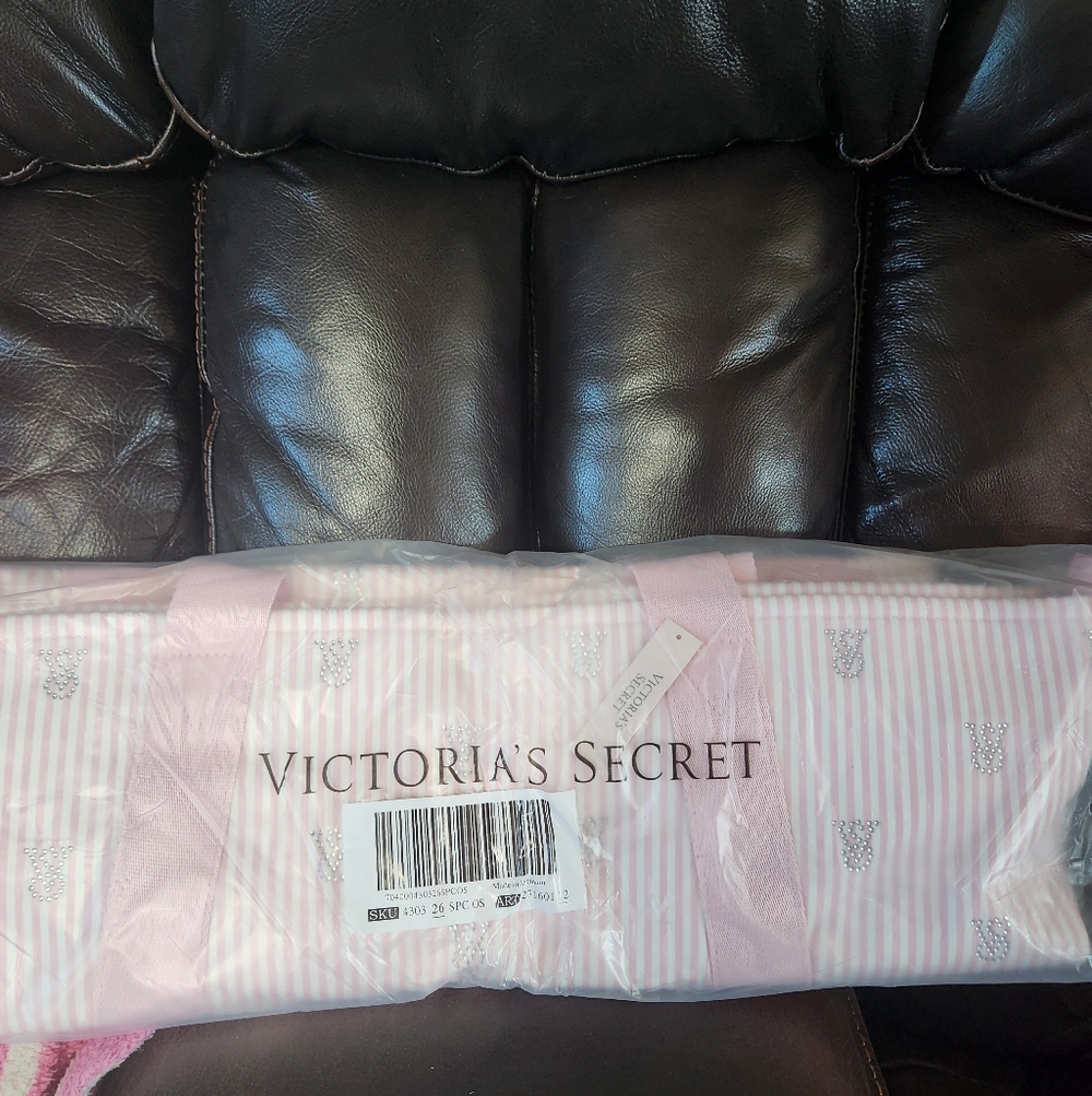 Victoria's Secret Pink and White Striped Tote